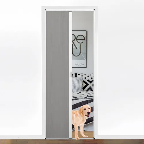 Vista 8 de MaKefeile Puerta celular plegable de acordeón sin perforaciones para puertas celulares, puertas correderas para dormitorios, pasillos, divisores