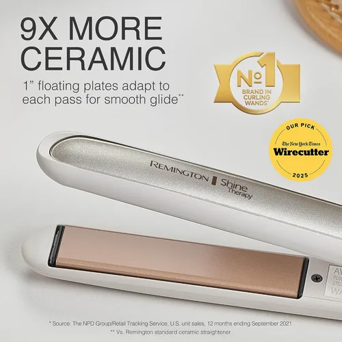 Vista 7 de Remington Shine Therapy - Plancha alisadora de pelo de 1 pulgada, plancha plana infundida con aceite de argán y queratina, plancha plana profesional