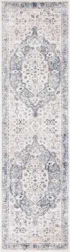 Vista 3 de SAFAVIEH Oregon Collection - Alfombra de pasillo, 2 pies 2 pulgadas x 6 pies, beige y gris, diseño oriental envejecido, no desprende pelusa
