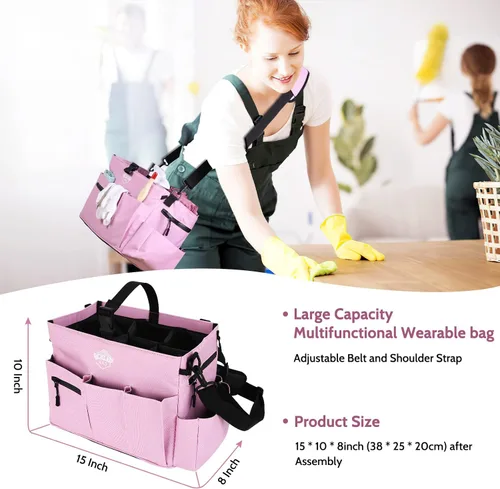 Vista 2 de Bolsas grandes de limpieza con asa y correas de hombro y cintura, para suministros de limpieza, para almacenamiento de muebles, organizador