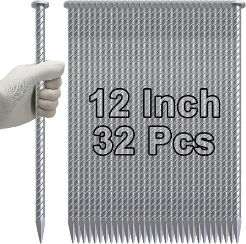 Vista 21 de VVOKGO Estacas de refuerzo de 12 pulgadas de metal con puntas en espiral para asfalto (16 piezas), anclajes galvanizados de 1/2 pulgada de diámetro
