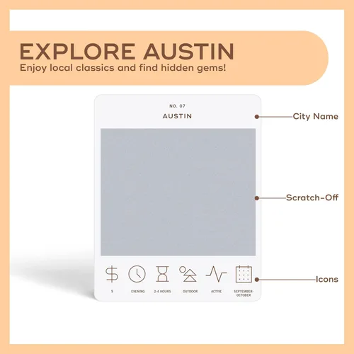 Vista 2 de Reach International Outfitters Lista de Aventuras de Austin - 50 Tarjetas para Raspar para Actividades al Aire Libre, Atracciones Turísticas y Guía