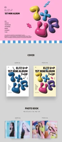 Vista 2 de EL7Z UP 7+UP Contenido del primer mini álbum+tarjeta fotográfica+pegatina+seguimiento sellado ELZZ UP (conjunto estándar (Queen+Puzzle))