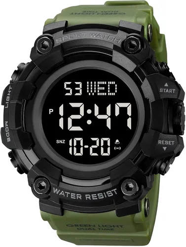 Vista 2 de Fanmis Reloj digital digital multifunción para hombre, electrónico, impermeable, con alarma, reloj deportivo de cuarzo, Azul Patchwork