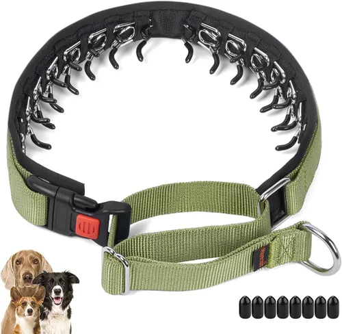Vista 19 de Mayerzon Collar para perro, patentado Martingala, collar antitirones para perros pequeños, medianos y grandes, con hebilla para paseo y Negro