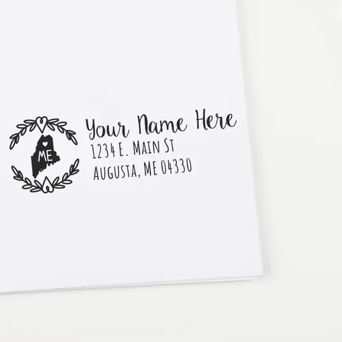 Vista 25 de State of Alabama Wreath Duo Hand Address Stamp - Personalized Rubber Stamp Montaje manual Duo