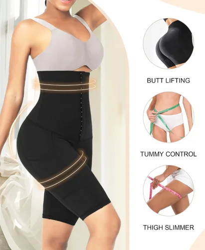 Vista 5 de FeelinGirl Waist Trainer Shorts for Women Tummy Control Shapewear Corset High Waist Yoga Leggings with Pockets