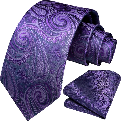 Vista 35 de HISDERN Corbatas para hombre, corbata de cachemira y bolsillo cuadrado tejido clásico floral para hombre, corbata de fiesta de boda