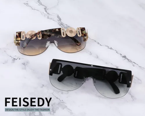 Vista 5 de FEISEDY Gafas de sol de gran tamaño para mujer, diseño de moda, elegante, protección UV400, B2748, 72mm