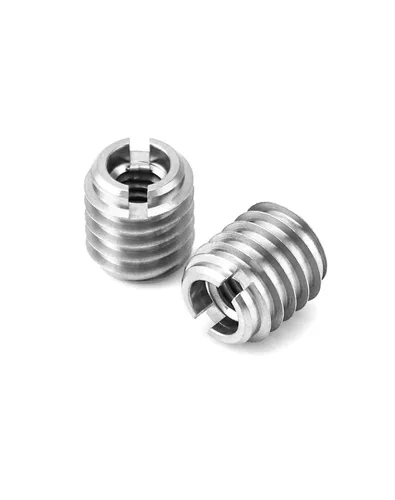 Vista 4 de QWORK Inserto roscado de acero inoxidable para madera dura, roscas internas 1/4-20, paquete de 20 insertos de tuerca de 5/8" de largo para maderas