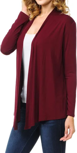 Vista 3 de MINEFREE Cárdigan de punto ligero de manga larga para mujer (S-3XL)