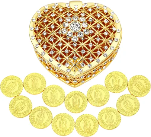Vista 11 de TINGKU Monedas de boda Arras de oro mexicano Nuestra Señora Guadalupe Dorado