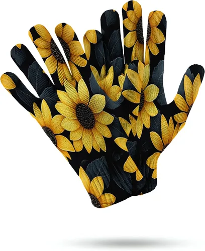 Vista 2 de Pétalos Amarillos - Guantes de invierno para correr para hombres y mujeres, compatibles con pantalla táctil para ciclismo, ciclismo, deportes