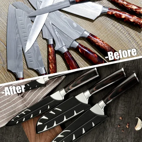 Vista 6 de XYJ Juego de 2 fundas de cuchillos de seguridad, protectores de bordes, funda universal para cuchillos, cortes, funda de cuchillo de chef, protector