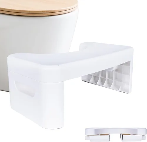 Vista 8 de Taburete de inodoro plegable, taburete de inodoro plegable de 6.7 pulgadas, taburete de baño plegable para todas las edades, taburete de pie de Negro