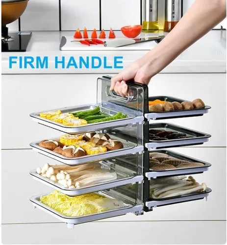 Vista 7 de Xicennego Organizador de ingredientes de cocina montado en la pared, 4 capas, sin BPA, juego de estantes plegables para cocina, organizador