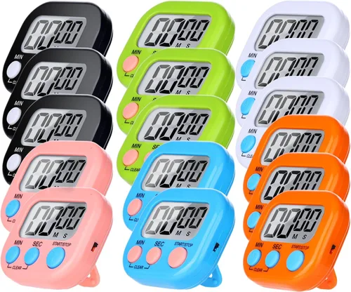 Vista 9 de 16 paquetes de temporizador digital multifunción temporizadores electrónicos para aula, pequeño cronómetro magnético de cuenta regresiva, mini reloj