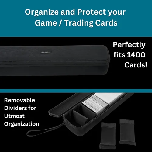 Vista 3 de Hard Storage Case for 1400 Cards - Interior Size: 17.5" x 2.5" x 3.5" - Includes 5 Dividers - Zippered Hard Shell Case - Sports Cards, Card Game