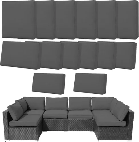 Vista 11 de 14 Fundas de Cojines para Exteriores de Repuesto Lavables Impermeables Resistentes a UV con Cremallera para Sofá de 6 Plazas Fundas Deslizantes
