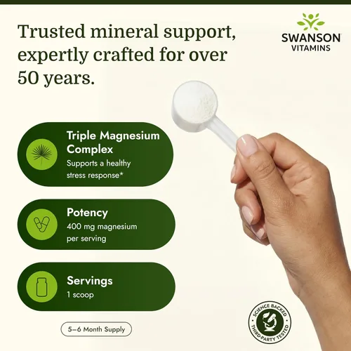 Vista 3 de Swanson Triple Magnesio Complejo Polvo 400 mg 8 oz Pwdr