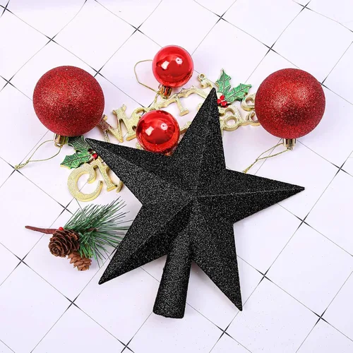 Vista 7 de Aneco Mini adorno para árbol de Navidad con purpurina a prueba de roturas, decoración de árbol de Navidad para adorno de vacaciones o decoración