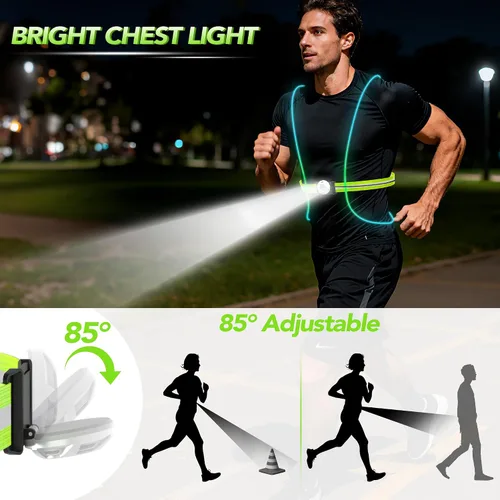 Vista 3 de LED Reflective Running Vest Lights for Runners, Running Lights with Front Light, Safety USB Rechargeable Reflective Night Lights For Men/Women