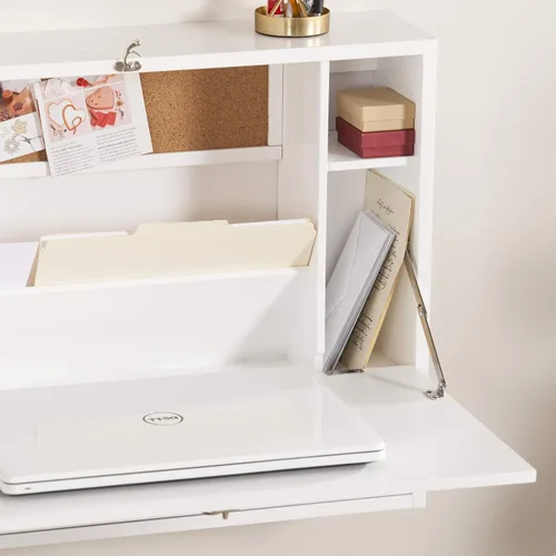 Vista 7 de SEI Furniture Willingham - Escritorio plegable para montaje en pared, color blanco