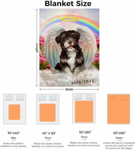 Vista 7 de Manta personalizada con imagen, mantas de memoria personalizadas para perros, hechas en Estados Unidos, imagen personalizada para pérdida de 1 Foto