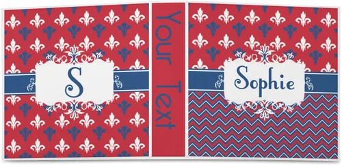 Vista 2 de Carpeta patriótica personalizada de 3 anillas con diseño de flor de lis, 2 pulgadas