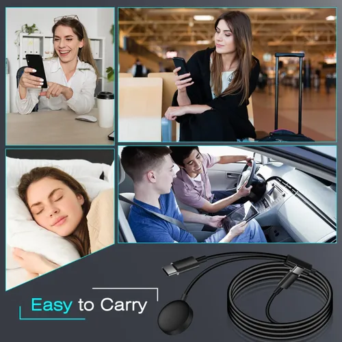 Vista 4 de DuoCaiBao Cargador de reloj Galaxy compatible con Galaxy Watch 8/7/6/6 Classic/5 Pro/5/4 Classic/3 Active2/1, cable de carga rápida USB C 2 en 1