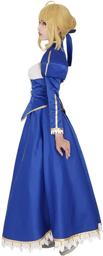 Vista 2 de miccostumes - Disfraz de sable azul para mujer