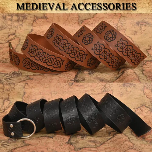Vista 5 de Renaissance Accessories - Cinturón renacentista vikingo, medieval, vintage, de cuero, protector de brazo y espada