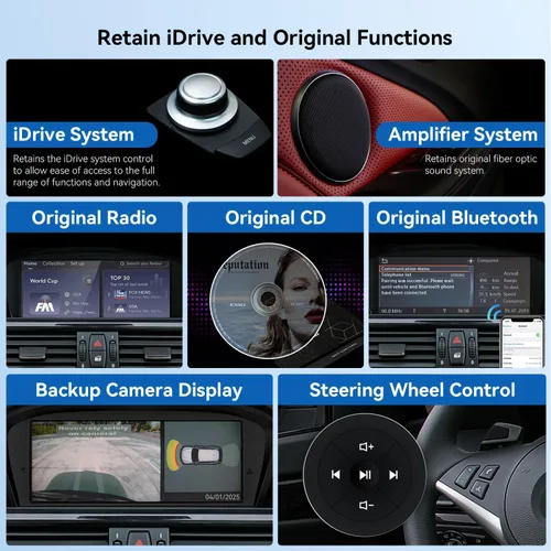 Vista 6 de XTRONS Estéreo de coche Android 14 de 8.8 pulgadas para BMW Serie 3 E90-E93/5 Serie E60 E61 M5 (2005-2008) Sistema CCC, pantalla táctil IPS 4+64GB