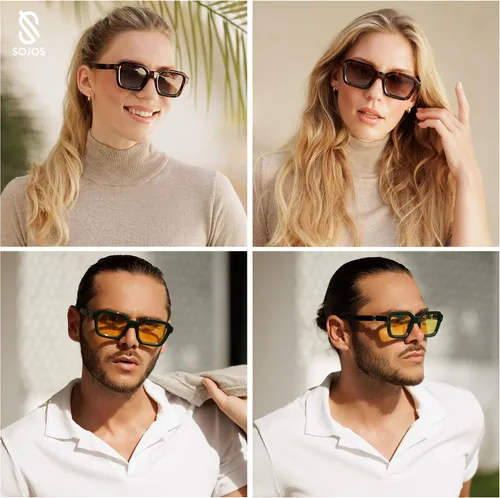 Vista 2 de SOJOS Retro Polarized Square Sunglasses Womens Mens Vintage 70s 80s 90s Hexagon Shades SJ2377