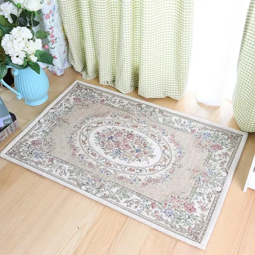 Vista 3 de UKELER Tapete antideslizante para puerta, alfombras de acento modernas para entrada, estilo romántico campestre americano, alfombras de algodón