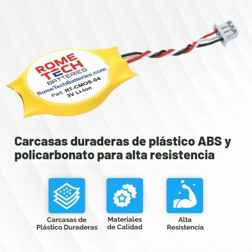 Vista 4 de Batería CMOS para DELL Latitude E6400 E6410 E6500 E6510 - BIOS RTC 3 V CR2032 con 3 pines 3 cables