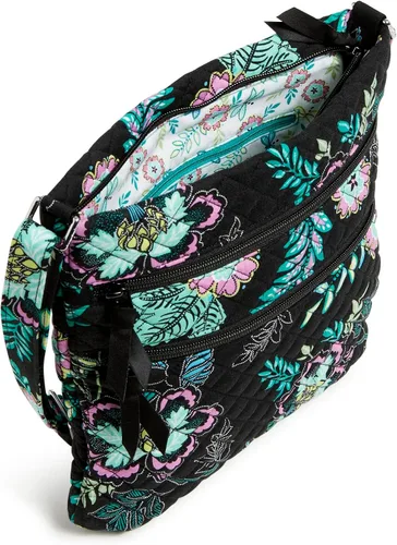 Vista 4 de Vera Bradley - Bolsa cruzada para mujer, de algodón característico de la marca, con triple cremallera, hipster