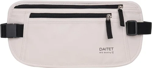 Vista 105 de DAITET Cinturón de dinero, soporte para pasaporte, cartera de viaje oculta segura con bloqueo RFID, riñonera encubierta (negro), Negro, Rfid