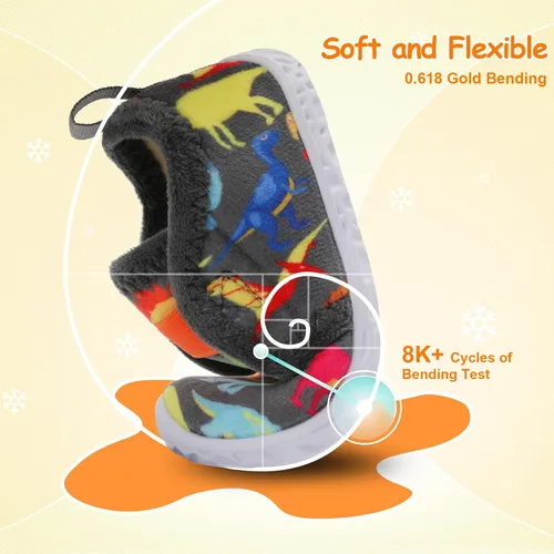Vista 3 de JOINFREE Pantuflas de casa para bebés, niños y niñas, calcetines de casa para niños, zapatos cálidos para caminar para niños pequeños, talla 3-7
