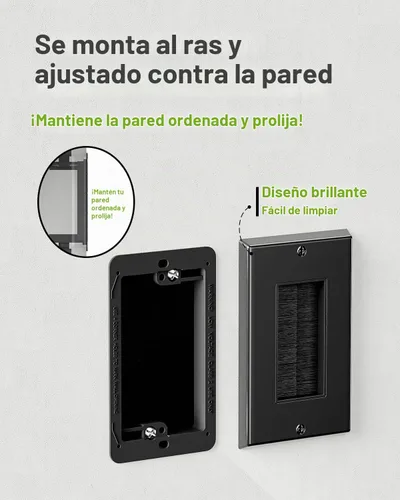 Vista 8 de Placa de pared con cepillo con soporte de montaje, cubierta decorativa para pasar cables de bajo voltaje, ocultador de cables de una sola banda