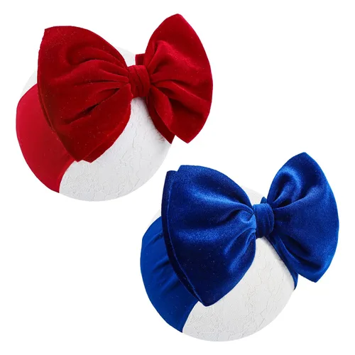 Vista 10 de YanJie Diademas de Navidad para niñas, lazo de pelo rojo, lazos de terciopelo verde, lazos para recién nacidos, cintas para el pelo de nailon