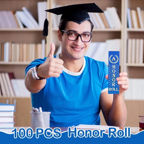 Vista 5 de Cindeer 100 cintas de premio a la carta de honor, mención honorífica, estilo marcapáginas, medalla, premio, premios e incentivos para estudiantes