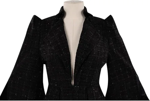 Vista 5 de Chaqueta medieval para mujer capa negra gótica bata blanca disfraz de cosplay con guantes