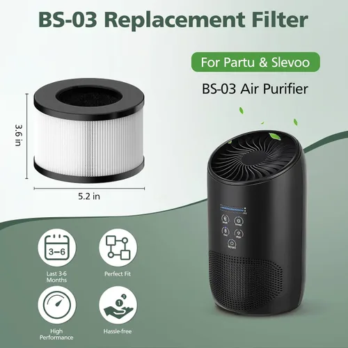 Vista 7 de Filtro de repuesto HEPA BS-03 compatible con PARTU y Slevoo BS-03 HEPA purificador de aire con sistema de filtración 3 en 1, 1 paquete