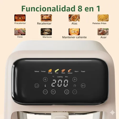 Vista 4 de Freidora de aire de vidrio ClearView 4.2QT 8 en 1 no tóxica, beige