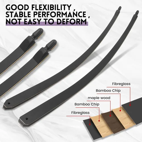 Vista 6 de OBTOUTDOOR Tiro con arco Arco largo desmontable de 60 pulgadas 20lbs-60lbs Arcos de caza tradicionales de madera para mano derecha para práctica