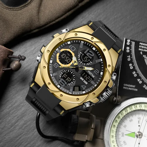Vista 2 de Relojes militares para hombre, reloj deportivo para hombre, táctico, resistente al agua, digital, deportivo, trabajo, analógico, color negro, verde