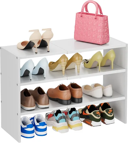 Vista 11 de X-cosrack - Organizador de zapatero de 2 niveles para armario, zapatero blanco expandible y ajustable, estantes de almacenamiento de zapatos