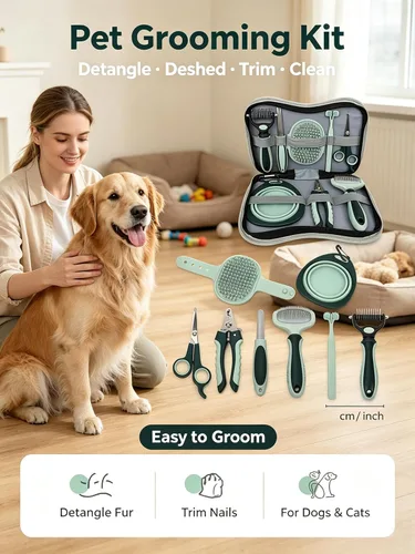 Vista 2 de Kit de aseo para mascotas 8 en 1 con bolsa de almacenamiento