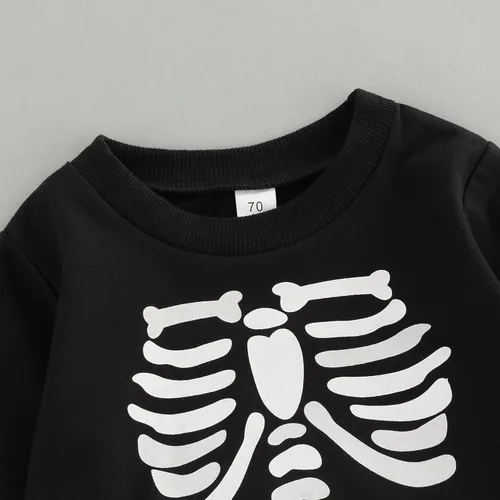 Vista 4 de Conjunto de 2 piezas de ropa de otoño de manga larga con cuello redondo y calabaza